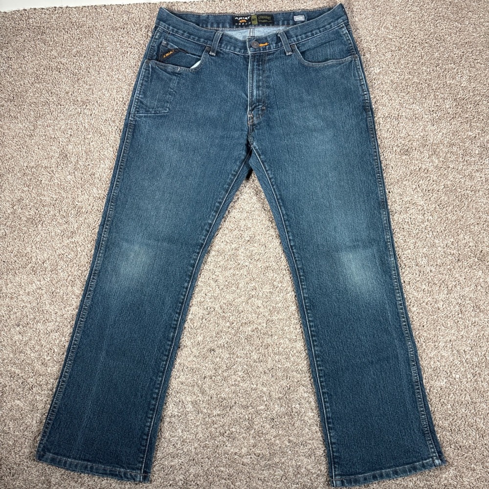 Ariat Rebar M5 Straight Leg Work Jeans Mens 34x30 Medium Wash DuraStretch Denim